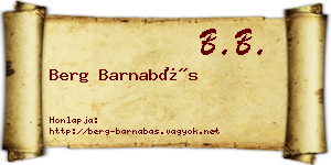 Berg Barnabás névjegykártya